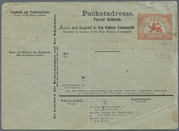 GA Deutsch-Neuguinea - Ganzsachen: 1888 Paketkarte Der Neuguinea-Compagnie 2 Mark Rot Mit Vorausentwert - German New Guinea