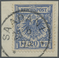 Brfst Deutsch-Ostafrika - Vorläufer: 1893, 20 Pfg. Blau Mit Klarem EKr. "SAADANI 25.5.93" Auf Kabinett-Bri - Africa Orientale Tedesca