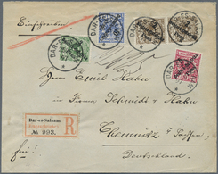 Br Deutsch-Ostafrika: 25.6.1897, R-Brief Mit Überdruckmarken Als Mischfrankatur Von DAR-ES-SALAM Nach C - German East Africa