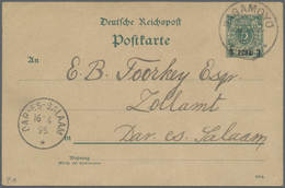 Br Deutsch-Ostafrika - Ganzsachen: 16.04.1895: 3 Pesa Inlands-GSK (Mi.P1a) Mit Stempel BAGAMOYO An Das - German East Africa