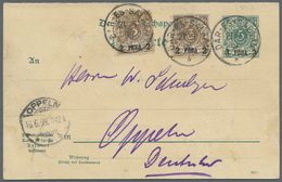 GA Deutsch-Ostafrika - Ganzsachen: 1896, DAR-ES-SALAAM 21.5. (K1) Auf P 3 Doppelkarte Mit 2x Mi 1 I Als - Africa Orientale Tedesca