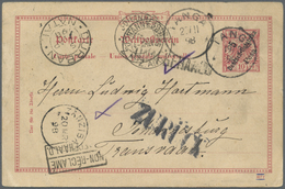 Br Deutsch-Ostafrika - Besonderheiten: 19.03.1898: 5 Pesa GSK (Mi.P6) Mit Stempel TANGA Via Zanzibar (2 - Afrique Orientale