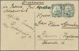 GA Deutsch-Ostafrika - Besonderheiten: 1915 (31.7.), 4 Heller GA-Karte Und Bildgleiche Zusatzfrankatur - Afrique Orientale