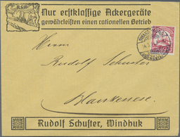 Br Deutsch-Südwestafrika: 1914 (14.3), Sehr Dekoratives, Beidseitig Bedrucktes Reklamekuvert Der Firma - Sud-Ouest Africain Allemand