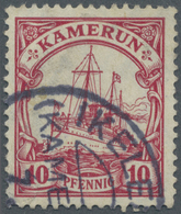 O Deutsche Kolonien - Kamerun: 1906, "IKELEMBA" äußerst Seltener Stempel Auf 10 Pf Schiffszeichnung Sa - Camerun