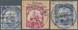 Brfst/O Deutsche Kolonien - Kamerun - Stempel: 1912/1914 SANGMELINA Zwei Briefstücke Mit Je Schwarzem Und Vi - Kameroen