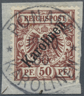 O Deutsche Kolonien - Karolinen: 1900. 50 Pf "Karolinen" Auf Briefstück Mit Stempel "Ponape 19/10 00". - Carolinen