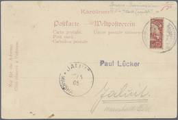 Br Deutsche Kolonien - Karolinen: 1905, Ansichtskarte Frankiert Mit Halbierter 10 Pfg. (1. Ponape Ausga - Caroline Islands