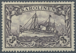 * Deutsche Kolonien - Karolinen: 1901, Probedruck 3 M. Violettschwarz Mit Wasserzeichen Rauten, Ungebr - Carolinen