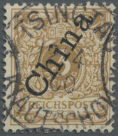 O Deutsche Kolonien - Kiautschou-Vorläufer: 1898, 3 Pfg. Hellocker, Steiler Aufdruck, Sauber Gestempel - Kiaochow