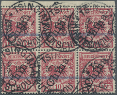 O Deutsche Kolonien - Kiautschou: 1900: 5 Pfg./10 Pfg., Steil, Type 1, Luxus-Sechserblock Vom Oberen B - Kiaochow