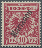 ** Deutsche Kolonien - Marianen: 1900, Freimarken ”Krone/ Adler”, 10 Pf Mit Steilem Aufdruck, Lilarot ( - Mariana Islands