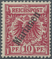 ** Deutsche Kolonien - Marianen: 1900, Freimarken ”Krone/ Adler”, 10 Pf Mit Steilem Aufdruck, Lilarot ( - Mariana Islands