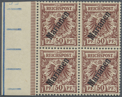 ** Deutsche Kolonien - Marianen: 1900, 50 Pf. Krone/Adler Mit Steilem Aufdruck Als Postfrischer 4-er Bl - Mariana Islands