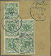 Brfst Deutsche Kolonien - Marshall-Inseln - Vorläufer: 1896, 5 Pfg. Opalgrün Im 5er-Block (normale, Teils - Marshall Islands