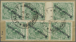 Brfst Deutsche Kolonien - Marshall-Inseln: 1899, 5 Pfg. Grün, Sechs Werte Auf Briefstück, Dabei Senkrechte - Isole Marshall