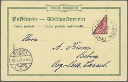 Br Deutsche Kolonien - Marshall-Inseln: 1900, 10 Pf Krone/Adler Aufdruckwert Diagonal Halbiert, Entwert - Marshall Islands