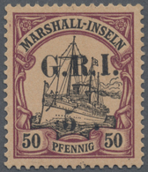 ** Deutsche Kolonien - Marshall-Inseln - Britische Besetzung: 1914. 5 D. Auf 50 Pfg. Bräunlichlila/rots - Marshall Islands