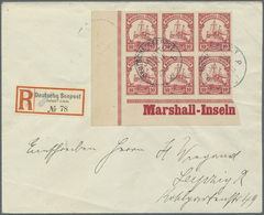 Br Deutsche Kolonien - Marshall-Inseln - Stempel: 1907, "DSP Jaluit Linie 25.11.07" Mit 6er-Block 10 Pf - Marshall Islands