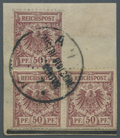 Brfst Deutsche Kolonien - Samoa - Vorläufer: 1891, 50 Pfg. Krone/Adler Braunrot, Einzelwert (kleiner Spalt - Samoa