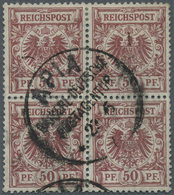 O Deutsche Kolonien - Samoa - Vorläufer: 1891 Attr. Viererblock Mit Zentrischem Stempel APIA Mit Stern - Samoa