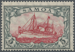 ** Deutsche Kolonien - Samoa: 1915:  5 Mark "Schiff" Friedensdruck In A-Zähnung, Postfrisch, Befund Jäs - Samoa