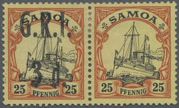 (*)/ Deutsche Kolonien - Samoa - Britische Besetzung: 1914: 3 D. Auf 25 Pfg., Orange/schwarz/gelb, Ungebr - Samoa