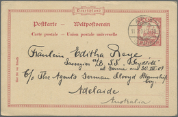 GA Deutsche Kolonien - Samoa - Ganzsachen: 1901, 10 Pfg. Ganzsachenkarte Bedarfsgebraucht Aus "APIA 11. - Samoa