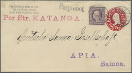 GA Deutsche Kolonien - Samoa - Besonderheiten: Incoming Mail: 1910, USA 2 C. Ganzsachenumschlag Mit Zuf - Samoa