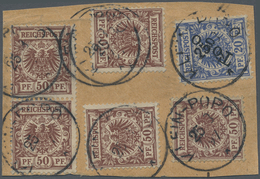 Brfst Deutsche Kolonien - Togo-Vorläufer: 1897, 50 Pfg. Krone/Adler Lebhaftrötlichbraun, Drei Einzelwerte - Togo