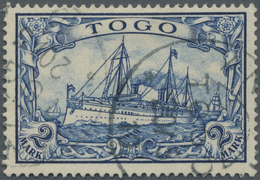 O Deutsche Kolonien - Togo: 1908, 2 M Kaiseryacht, Sauber Gestempelte Marke Mit PLATTENFEHLER "´Wolke´ - Togo