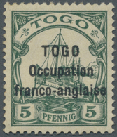 ** Deutsche Kolonien - Togo - Französische Besetzung: 1915: 5 Pfg., Missionsdruckerei, Fetter Aufdruck, - Togo