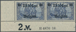 ** Deutsche Besetzung I. WK: Landespost In Belgien: 1916, Freimarken Mit Aufdruck 2 F. 50 C. Auf 2 M In - Occupazione 1914 – 18