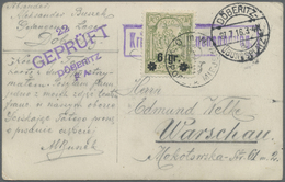 Br/GA Deutsche Besetzung I. WK: Deutsche Post In Polen - Lokalpost: 1916, WARSCHAU: 6 Gr Auf 5 Gr Gelblich - Occupazione 1914 – 18