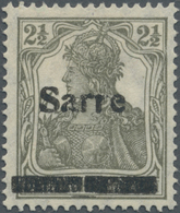 * Deutsche Abstimmungsgebiete: Saargebiet: 1920, Germania 2½ Pf Olivgrau Mit Aufdruck "Sarre” In Type - Other & Unclassified