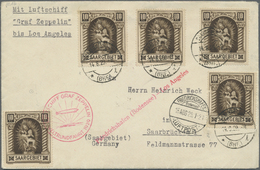 Br Deutsche Abstimmungsgebiete: Saargebiet: 1929, SI. 30 Ab, SAAR/WELTRUNDFAHRT, Etappe FHFN-LOS ANGELE - Other & Unclassified