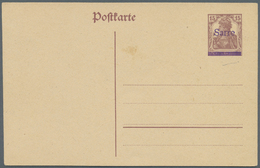 GA Deutsche Abstimmungsgebiete: Saargebiet - Ganzsachen: 1920, Probedruck: Postkarte 15 Pf Braunlila Ge - Postal Stationery