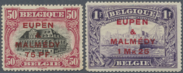 * Belgische Besetzung - Eupen Und Malmedy: 1920, Freimarken Von Belgien Mit Aufdruck "Eupen & Malmedy" - OC38/54 Occupation Belge En Allemagne