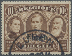 O Belgische Besetzung - Eupen: 1920, Freimarken Von Belgien Mit Aufdruck "Eupen", 10 Fr Braun, Sauber - OC38/54 Occupazione Belga In Germania