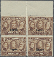 **/ Belgische Besetzung - Eupen: 1920, Freimarken: Belgische Marken Mit Aufdruck "EUPEN" 10 Fr. Braun, G - OC38/54 Belgian Occupation In Germany