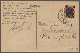 Br Danzig: 1920: 60/30 Pfg., Doppelaufdruck, Einmal Schwächer, Auf Luxus-Postkarte, Zeitgerechter! DB " - Andere & Zonder Classificatie