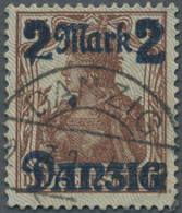 TO Danzig: 1920, 2 Mark Auf 35 (Pf.) Spitzen Nach Unten Mit PLATTENFEHLER "Fuß Der Linken 2 Zum Teil Ab - Autres & Non Classés