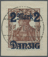 Brfst Danzig: 1921. "2 Mark Danzig Auf 35 Pf Germania" Auf Briefstück Sauber Zentrisch Gestempelt "Danzig- - Autres & Non Classés