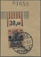 Brfst Danzig: 1920, 1 Mark Auf 30 Pfg. Germania Mit Variante AUFDRUCK In Der MITTE, Zeitgerecht Entwertet - Autres & Non Classés
