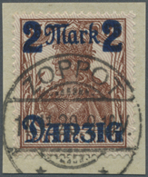 Brfst Danzig: 1920, 2 M Auf 35 Pf. Germania Mit Unterdruck 'Spitzen Nach Unten' Mit Sauberem Stempel "DANZ - Other & Unclassified