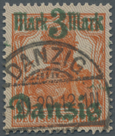 O Danzig: 1920, 3 M Auf 7½ Pf. Germania Mit Unterdruck 'Spitzen Nach Unten' Mit Stempel "DANZIG- * 5 C - Andere & Zonder Classificatie