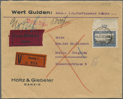 Br Danzig: 1924, 3 G. Zoppot, Oberrandmarke Auf Eilboten-Wertbrief (5000 Gulden, Bis 100g) Vom 4.8.28 N - Autres & Non Classés