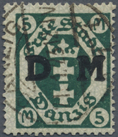 O Danzig - Dienstmarken: 1922, 5 M Schwärzlichopalgrün Mit Liegendem Wz., Zeitgerecht Gestempelt, "ech - Other & Unclassified