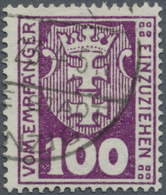 O Danzig - Portomarken: 1923, 100 (Pf) Dunkelviolettpurpur, Wasserzeichen Maschen Liegend, Zeitgerecht - Autres & Non Classés