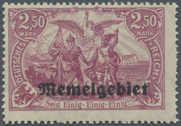 ** Memel: 2,50 Mk. Seltene Farbe Dunkelbraunlila, Postfrisches Qualitätsstück Der Rarität, Gepr. Klein, - Memel (Klaïpeda) 1923